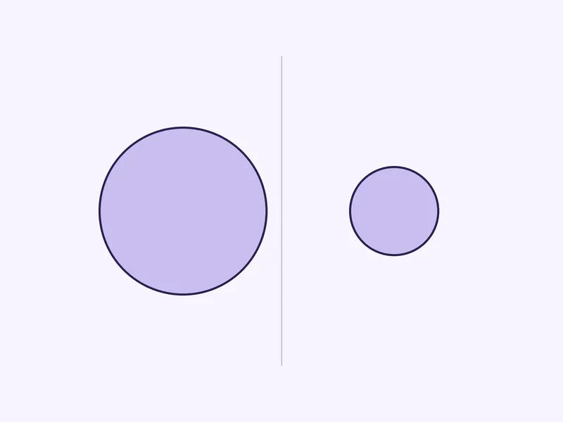 Two coins drawn as discs, one big and one small