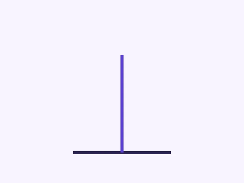 An upside-down T whose upright and crossbar are the same length